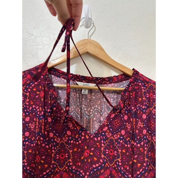 Croft & Borrow Womans Floral Top Size 4X Boho Western Peasant Beachy Hippie Work - Picture 11 of 12